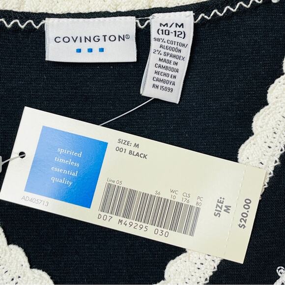 Covington Black Top Crochet Embroidery NWT Size Medium - Picture 7 of 7